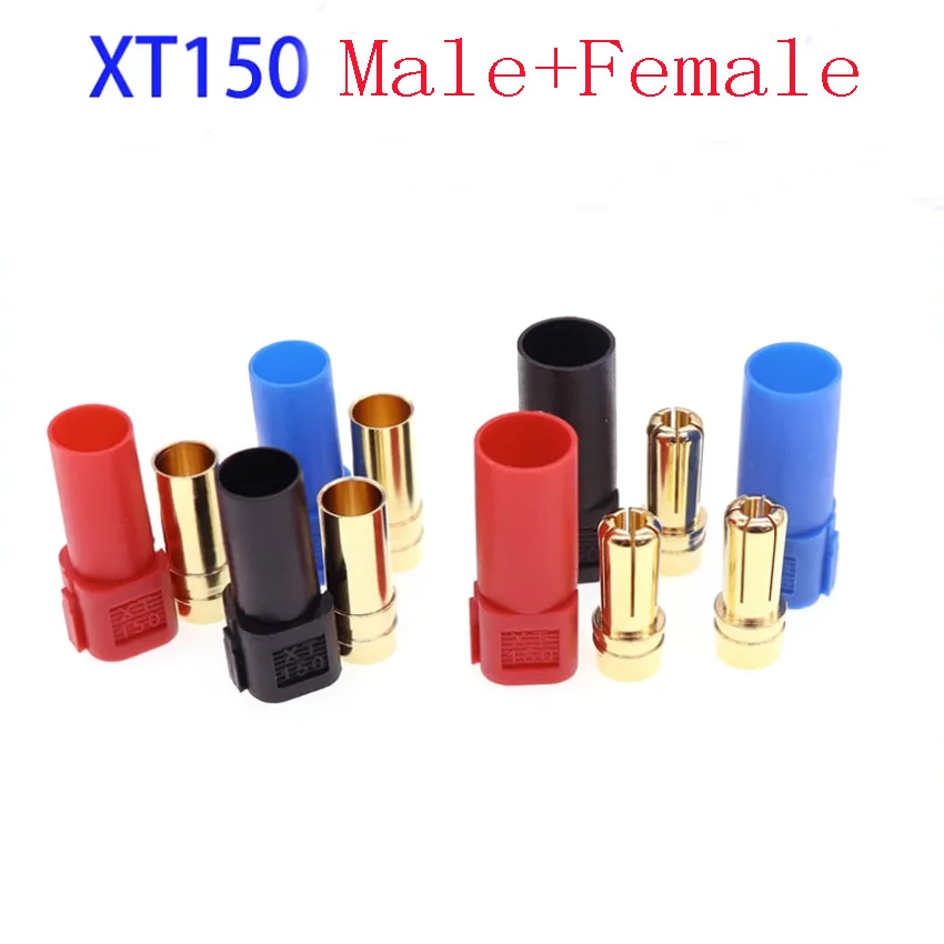 2Pcs/1pair XT150 6mm Bullet Connector Adapter Plug Set Male Female 130 High Rated Amps for FPV Racing RC LiPo Battery