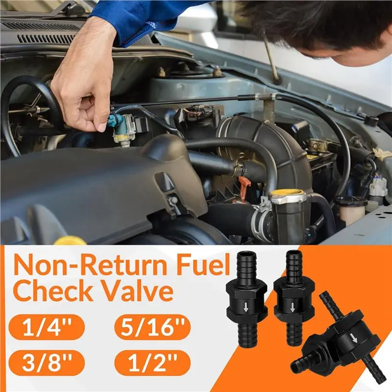 Efficientt-1/4 Inch 5/16 Inch 3/8 Inch 1/2 Inch Fuel Non-Return Inline One-Way Check Valve Suitable For (8 Pieces Black