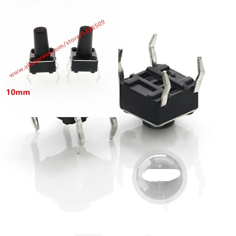 

600pcs/lot 6X6X10mm 4Pin Tactile Tact Push Button Micro Switch Self-reset DIP Switches