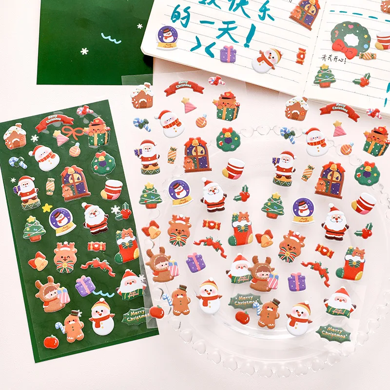 1 Sheet Cute Christmas Stickers Diary Scrapbook Decoration Office Student Stationery Decoration Stickers