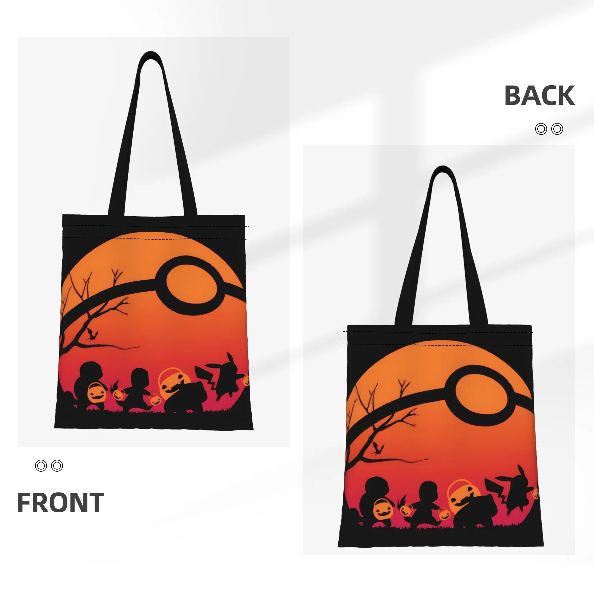 1PC Large Capacity Electroweb Pikachu Pikachu Canvas Tote Bag Foldable Chic Pattern No Closed Design