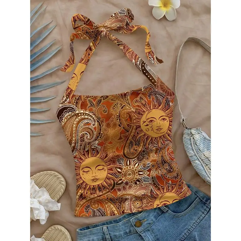 Seksowny top na ramiączkach, letni, transgraniczny, model 2025, obcisły, damski, typu vest, z materiału ort, inny materiał, 00% inny materiał, ort