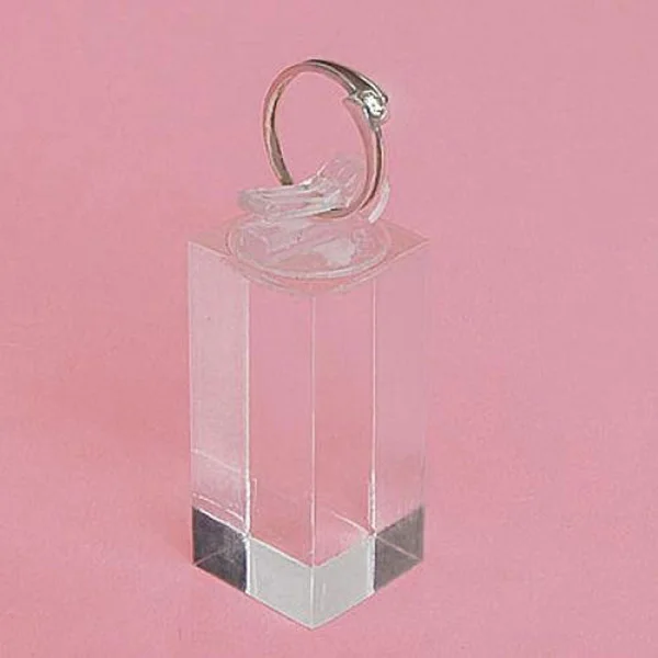 

7Pcs Acrylic Ring Display Stand Clear Varying Heights Cube Pole Clip Jewelry Showcase Holder Earrings Organizer