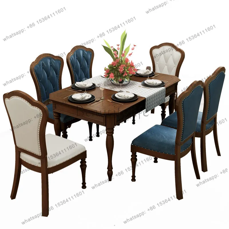 American all-solid wood dining table and chair combination rectangular simple one table and four chairs ash wood