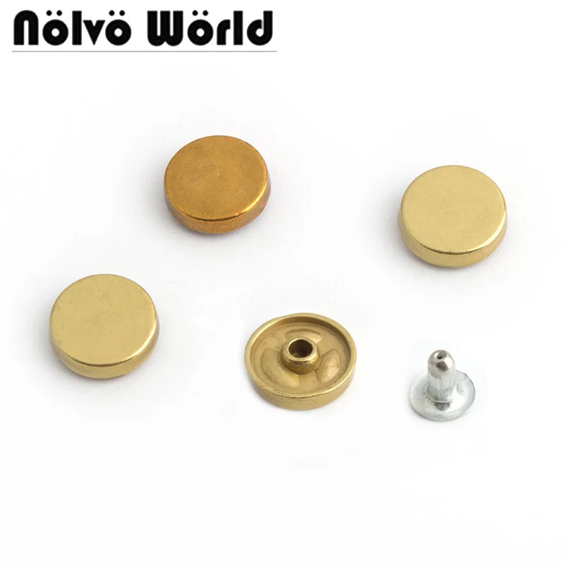 10-50-200pcs 12mm Flat Button Rivet Bracelet Round Cap Stud For Wallet Leather Craft Bag Hat Shoe Clothes Jeans Accessories