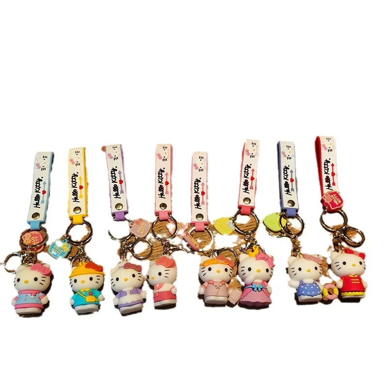 Sanrio bonito olá kitty chaveiro kawaii dos desenhos animados boneca carro chaveiro saco pingente mochila ornamentos presentes para amigos crianças