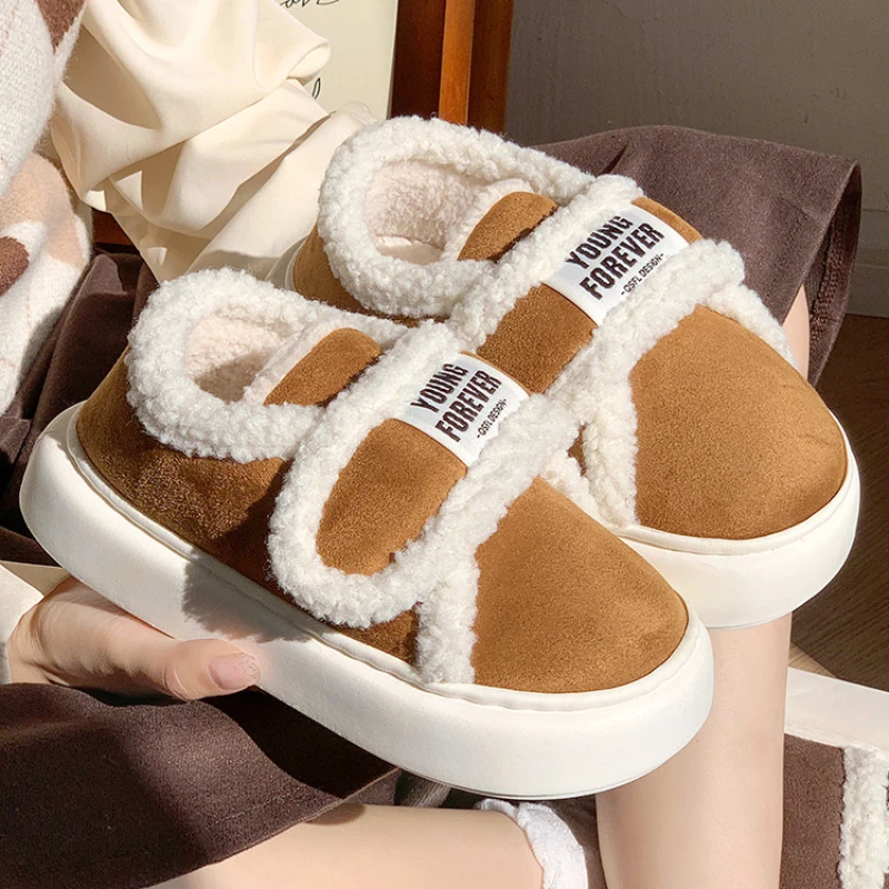 

2025 Winter Cotton Shoes For Women Home Garden Slippers Soft Plush Anti-slip Girls House Floor Fluffy Shoes Warm Footwear