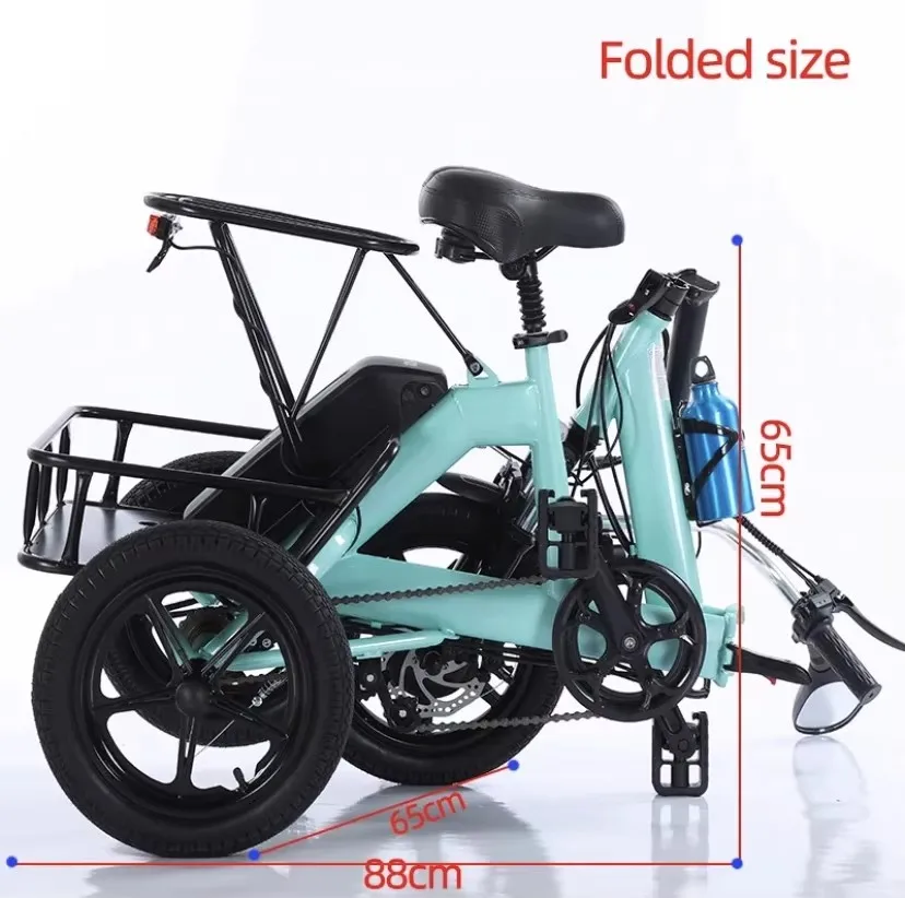Folding Electric Tricycle For Adults 48V 350W Portable Foldable 3 Wheel Electric Bicycle For Women Etricycle Big Basket