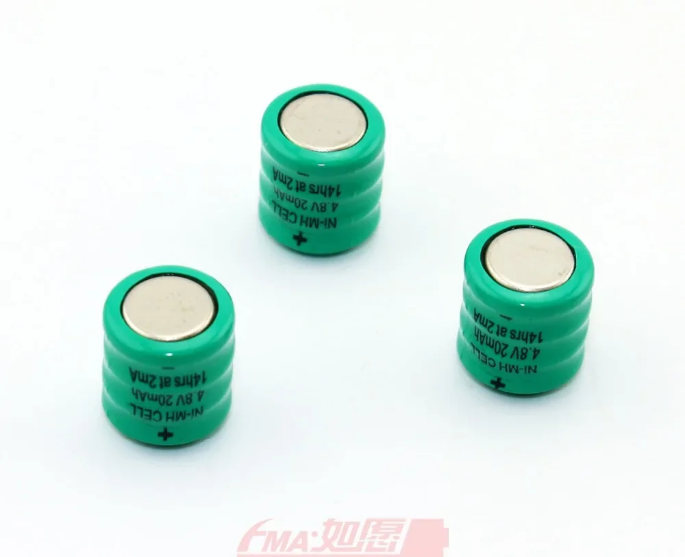 3Pcs Ni-MH Button Rechargeable Battery 4.8V 20MAH For Car LED Torch Lenser 7575 Backup Power No Tabs!