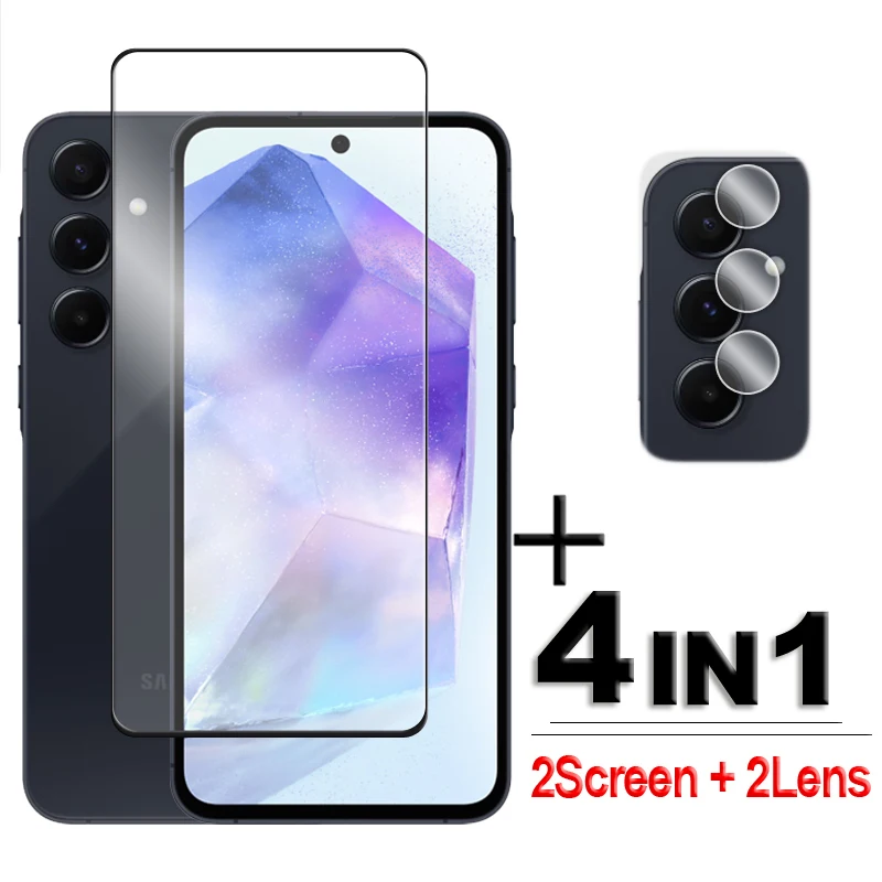 Dla Samsung Galaxy A55 5G Szkło Dla Samsung A05s A05 A15 A25 A35 A55 Szkło hartowane 2.5D Pełna osłona Klej Folia ochronna na ekran