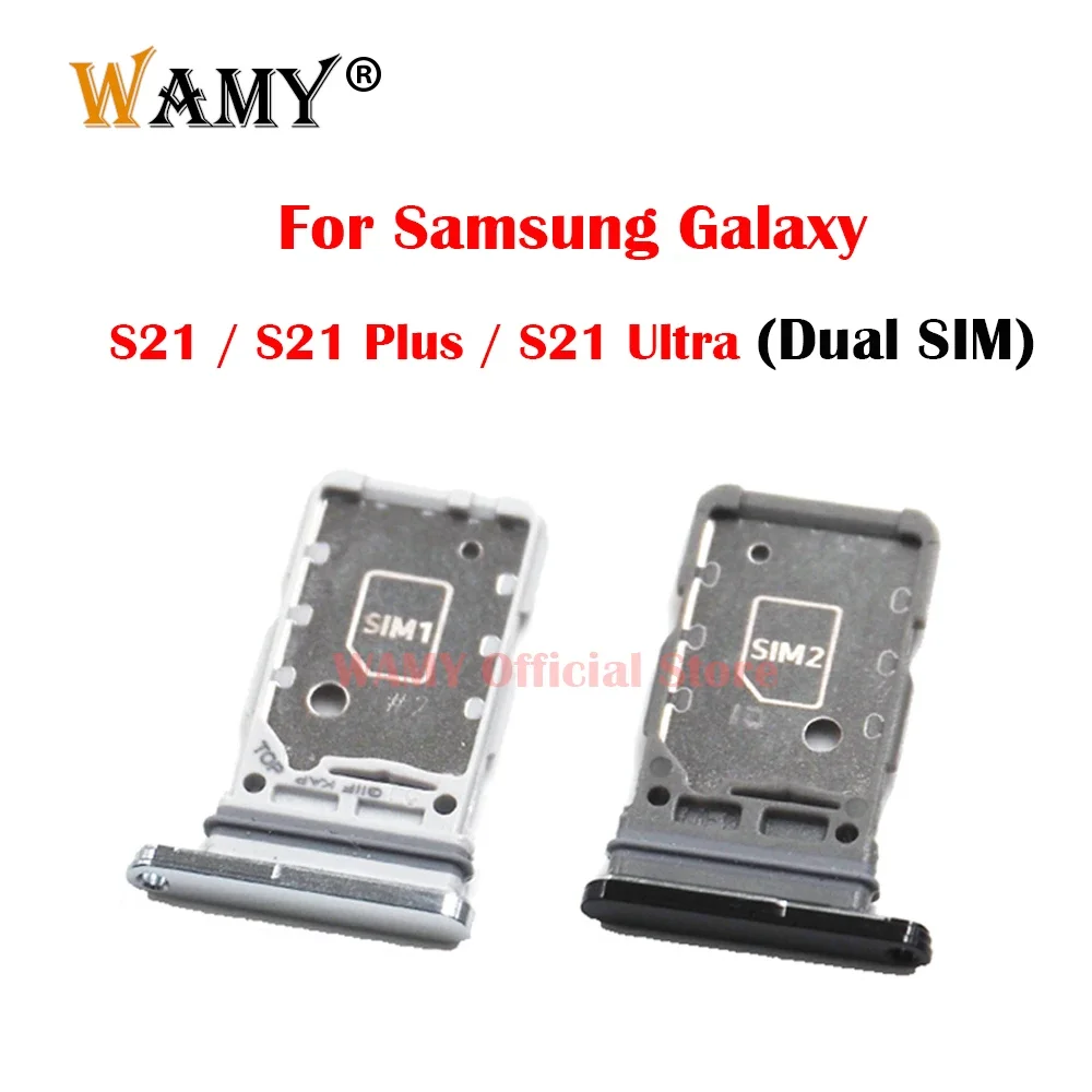 WAMY New SIM Card Tray Slot Holder Adapter Socket For Samsung Galaxy S21 / S21 Plus / S21 Ultra Dual SIM