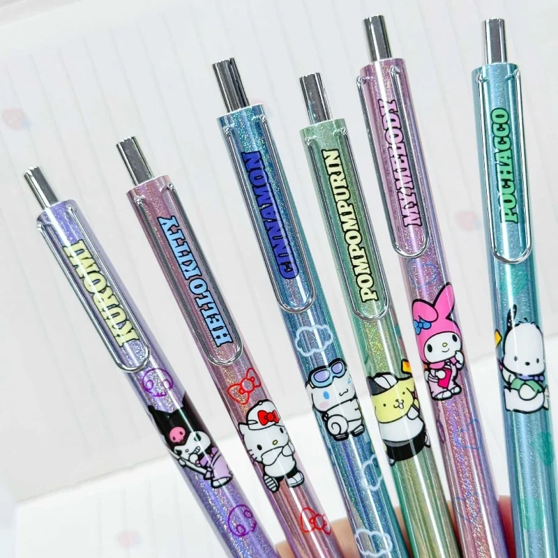 

12pcs/lot Sanrio Kuromi Melody Cinnamoroll Kitty Press Gel Pen Cute 0.5mm Black Ink Neutral Pens Office School Supplies