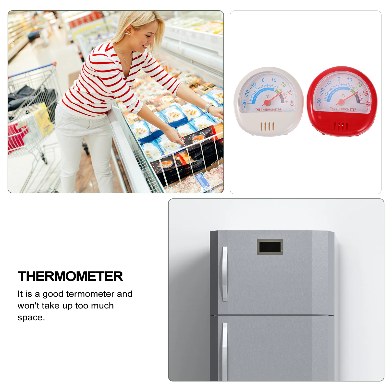 

2 pcs Thermometer For Refrigerator Temperature Gauge Plastic Thermometer Clear Scale Smooth Surface No Burrs