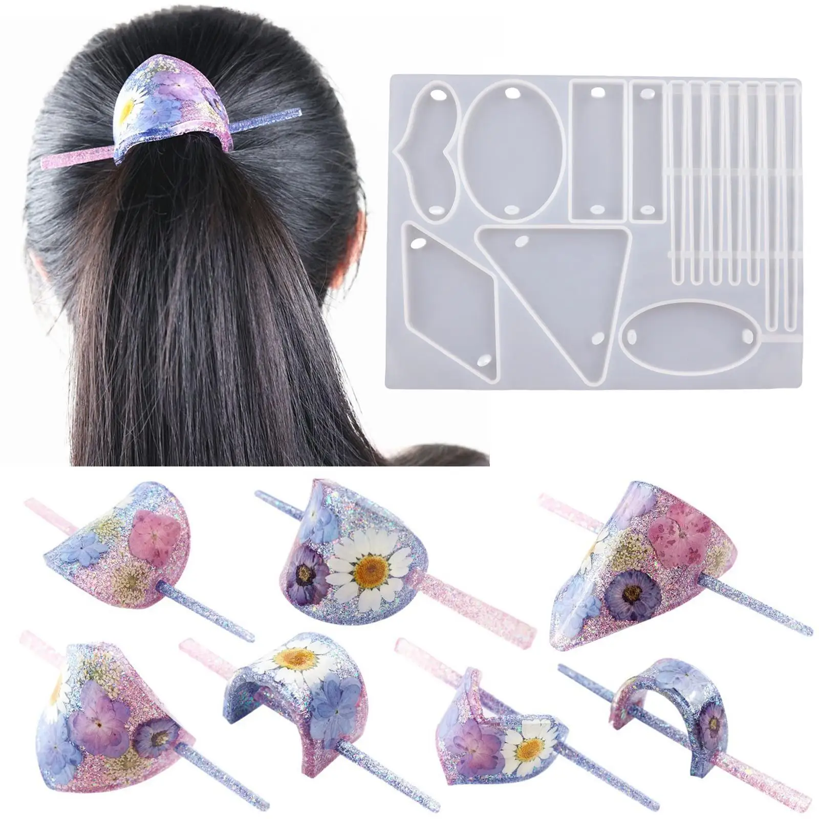 Creative Silicone Hairclip Mold Kit for Epoxy Resin Crafts Jewelry DIY Tools for Personalized Hair Decoration