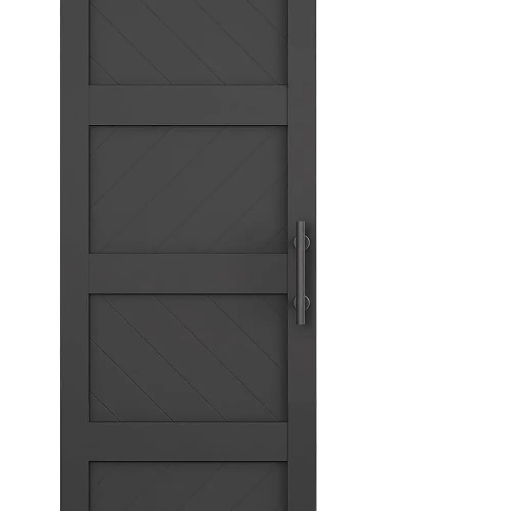 

4-панельная черная раздвижная дверь сарая, 30x84, с комплектом оборудования, волновая конструкция, водонепроницаемая, предварительно просверленная для легкой сборки, подходит для