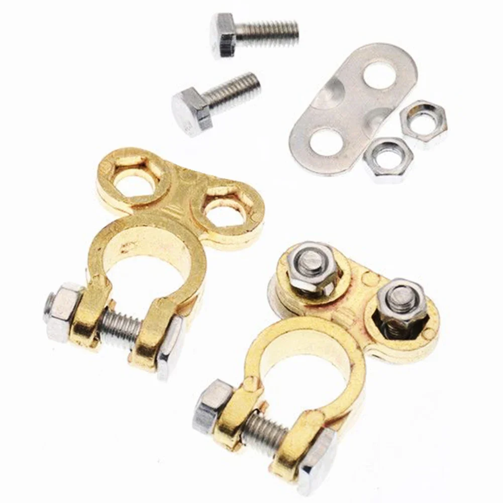 2PCS Brand New Battery Terminals Connectors Brass/Aluminium Campervan Car Caravan Clamps Fittings Accessories