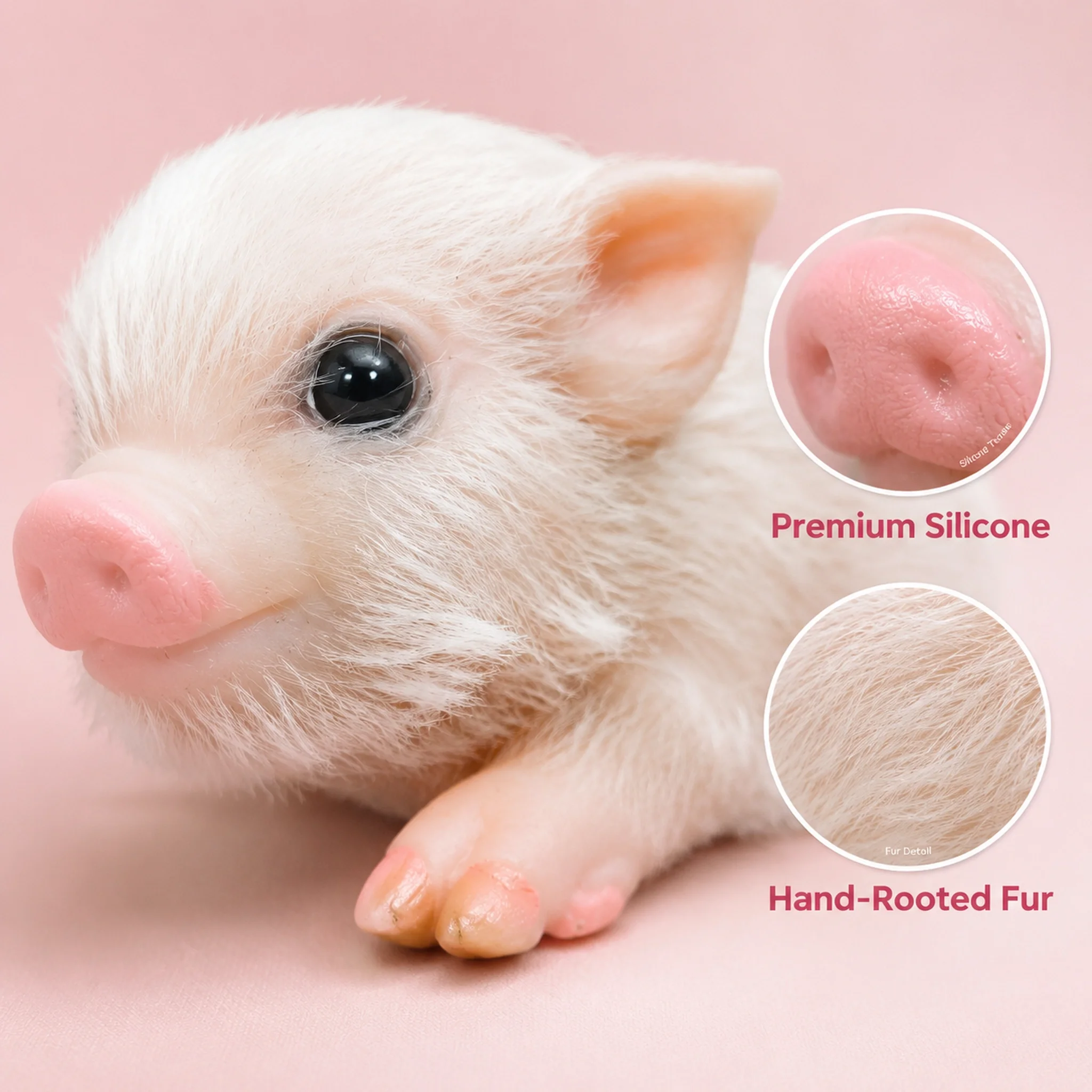 5Inch Silicone Piglet Soft Cute Mini Realistic Animals with Accessories Lifelike Reborn Newborn Pig Doll Decompression Toy Gift