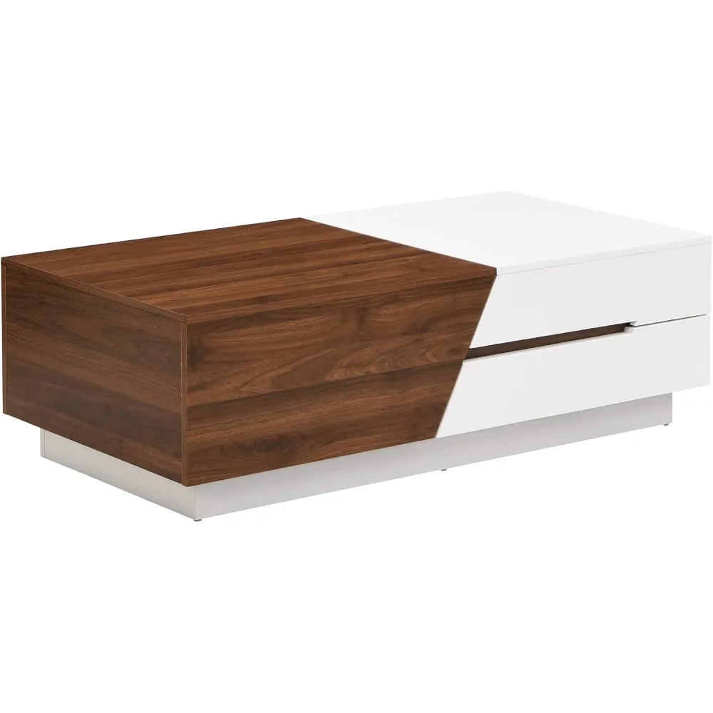 Coffee Table Extendable Sliding Top for Living Room with 2 Drawers+2 Mobile Boxes+4 Partition Spaces Multifunctional Office Bed