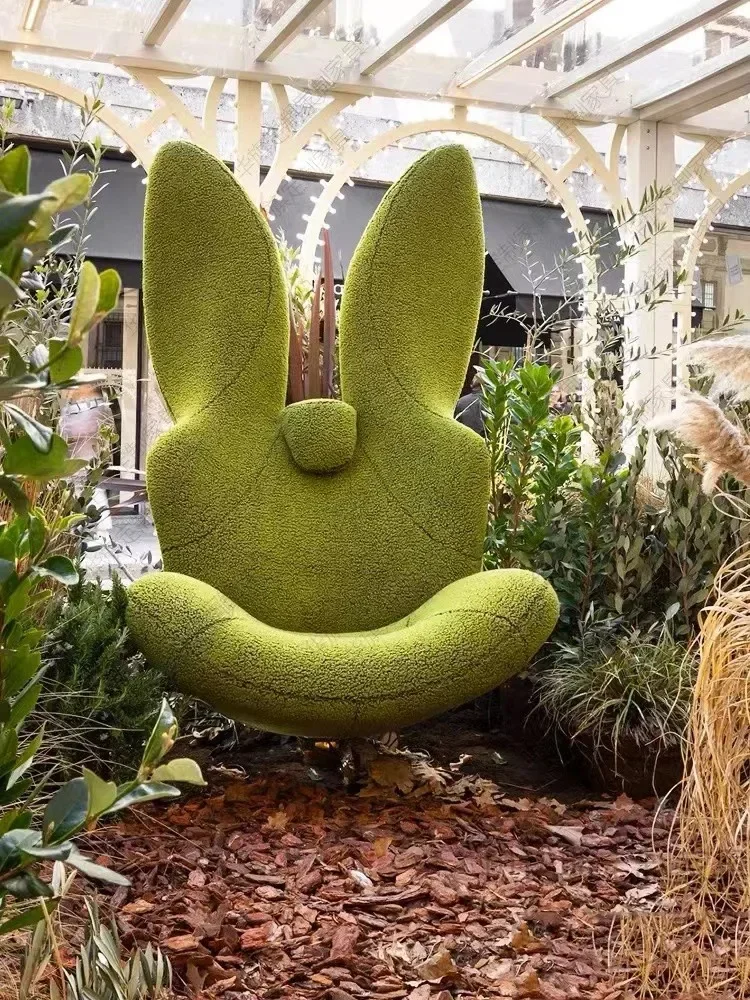 Nordic Green  Armrest Single Sofa  Special-Shaped Personality Rabbit Chair