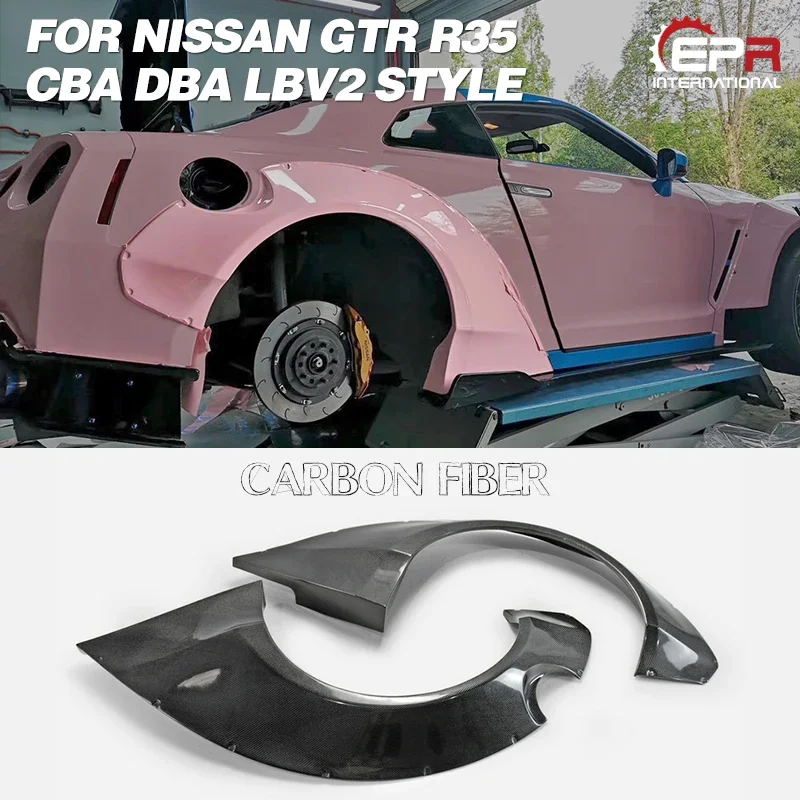 GT-R LBV2 Style Carbon Fiber Wide Rear Fender Glossy Finish Wheel Arch Flare With Air Vent Tuning Duct For Nissan GTR R35 08-16