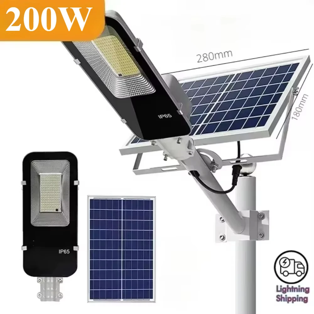 

Outdoor LED 200W Solar Street Lamp IP65 Waterproof Garden Porch Courtyard Wall Light Strong Balcony Garage Outdoor Street Lamp