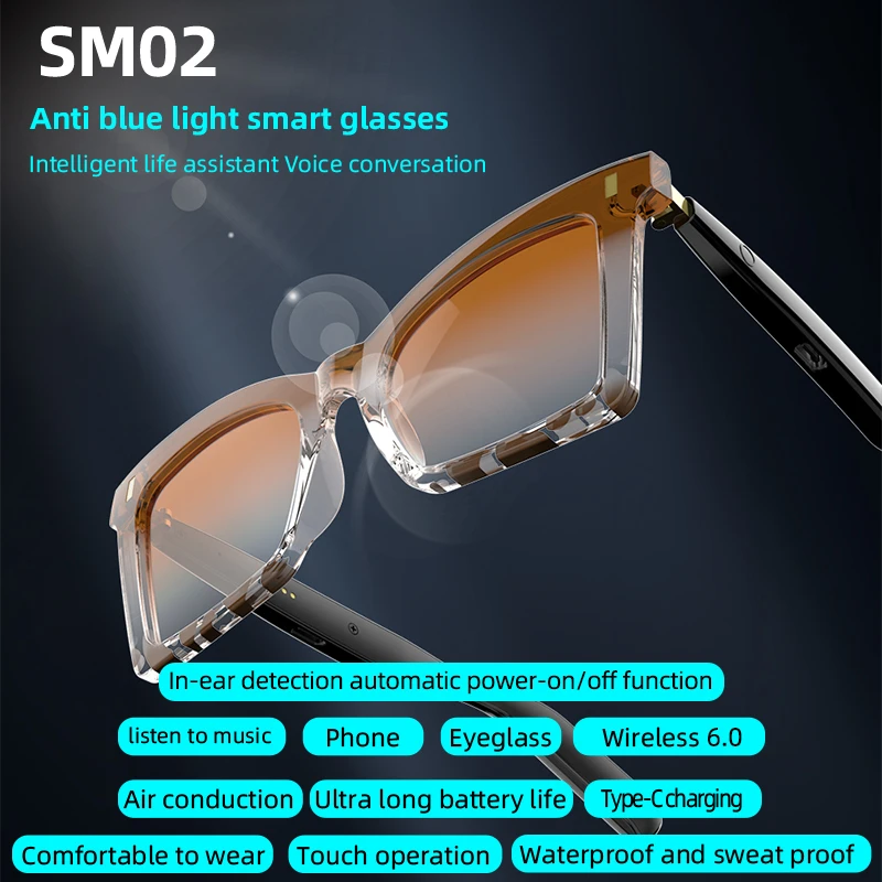 

New SM02 Smart Bluetooth Cycling Sunglasses Stylish Design High-Quality Call Sound and Sports Sunglasses