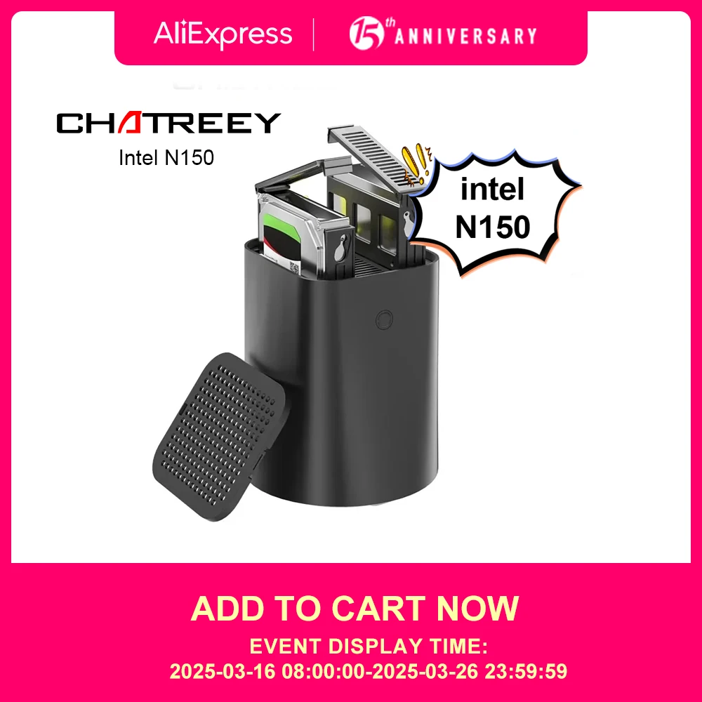 Chatreey NAS Mini PC Intel Celeron N150 SSD Computadora Windows 11 Dual 2.5G LAN