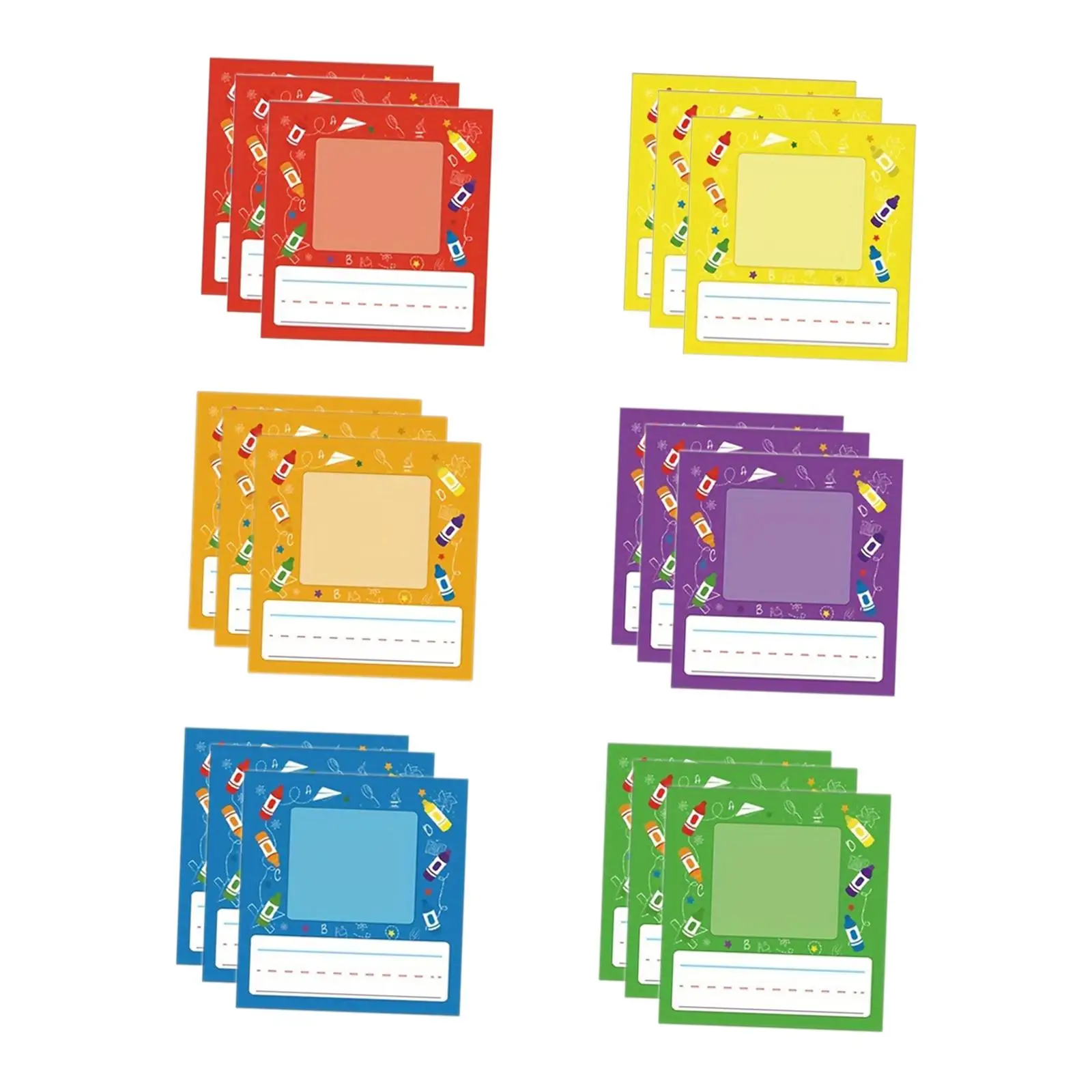 18x Desk Name Tags Multicolor Labels Stickers Kids Photo Nameplates for Desk