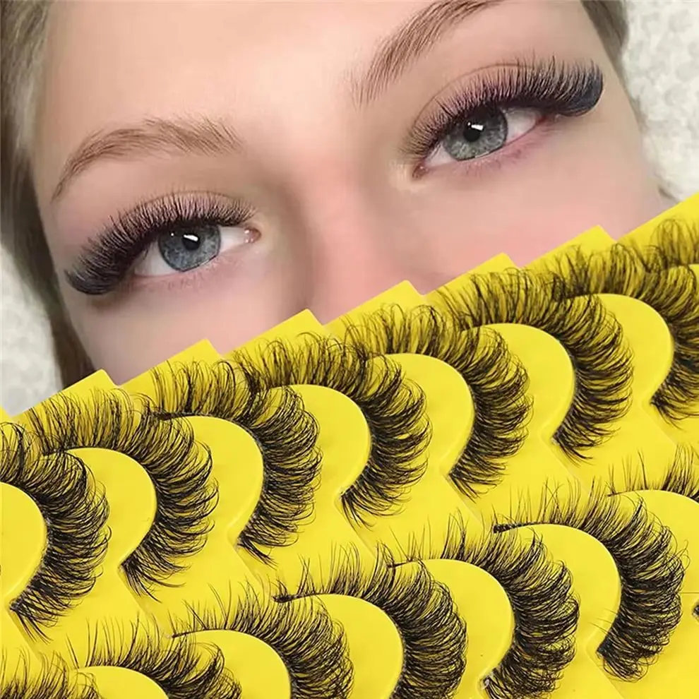 10 Paar Künstliche Nerz-Wimpern Flauschige Dramatische Volumen-Wimpern Natürliche Lange Falsche Wimpern Make-up-Set für Augenschönheit