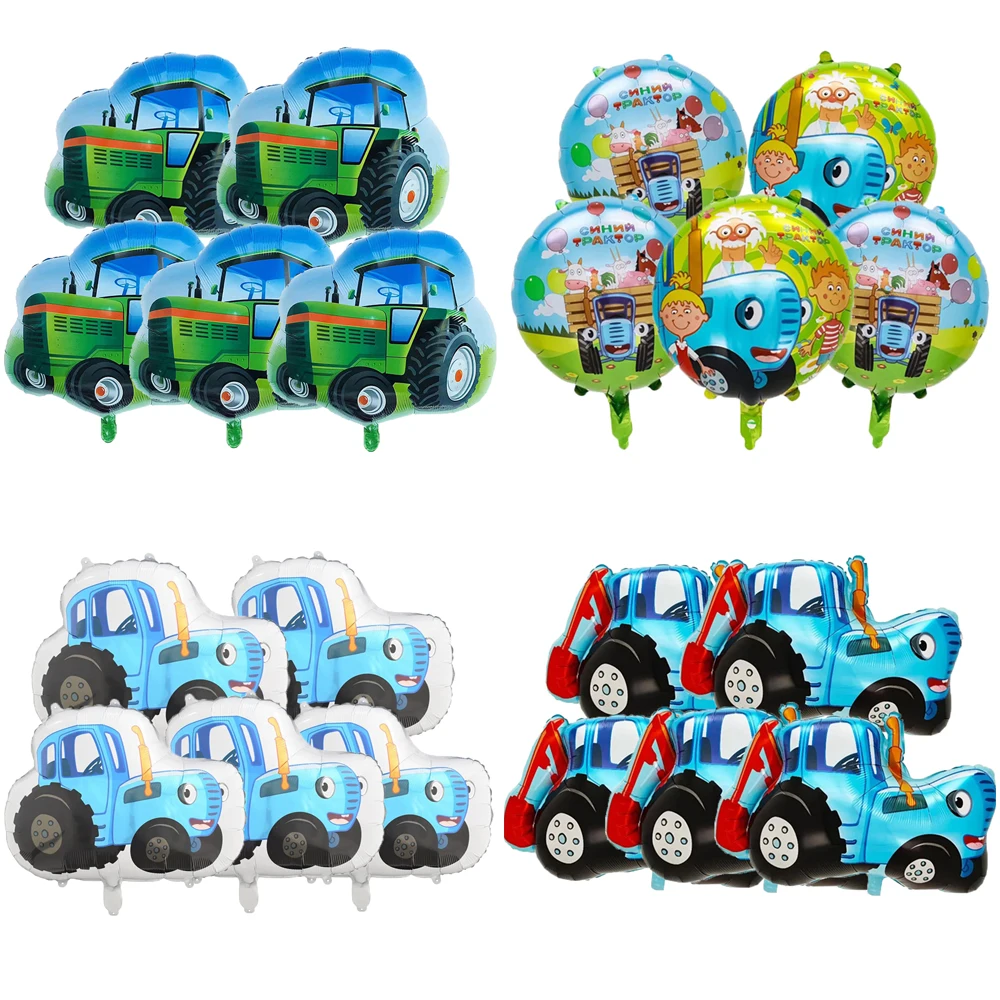 5 pçs grande trator agrícola balões de folha gigante trator balões de folha de alumínio trator temático decorações de festa de aniversário suprimentos presentes