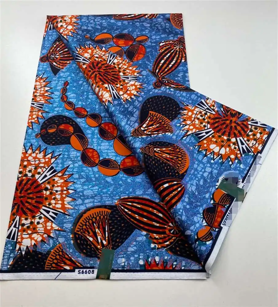 

100%Cotton Grand Golden Wax Fabric Ankara Golden Wax Flash Gold Print Batik 6 Yards Nigeria African Wax Fabric
