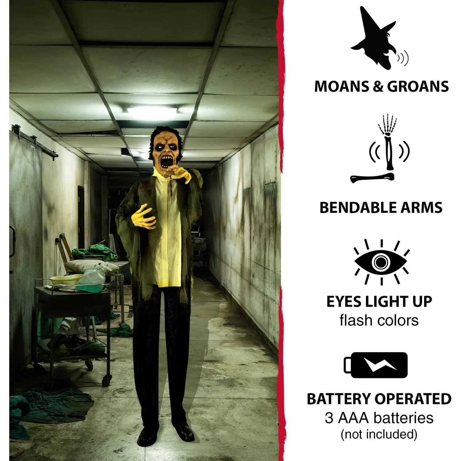 ホラーゾンビデコレーション！ 庭の幽霊屋敷用のアニメーション付き5.3フィートの怖い小道具。 動き/音付きのハロウィーンパーティーデコレーション。