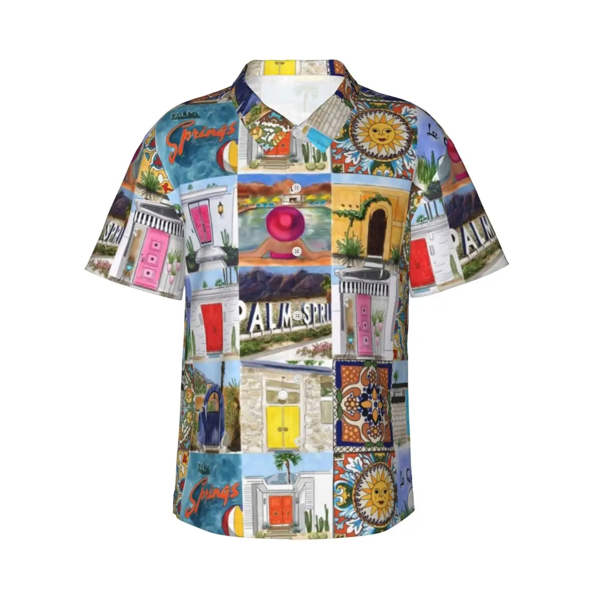 

Summer Shirt Beach Vacation Mid Century Blouses Palm Springs Talavera Cool Casual Shirts Male Short-Sleeve Street Style Top