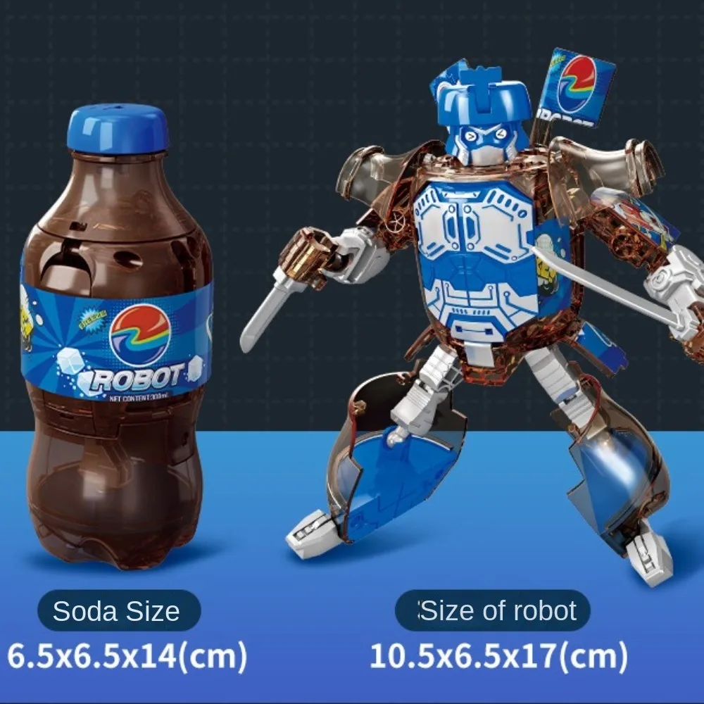 Mecha-Robot de Soda deformado, figuras de acción, botella de deformación educativa, lata de bebida de Cola, Robot transformador divertido