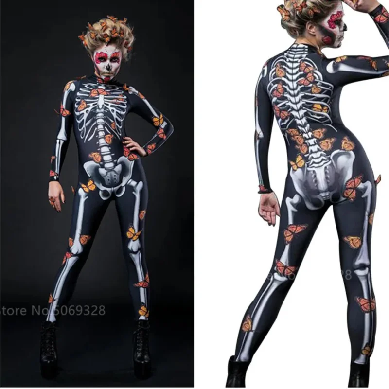 Combinaison Sexy et Effrayante à Motif de Papillon pour Femme, Tenue de ix, Carnaval, Halloween