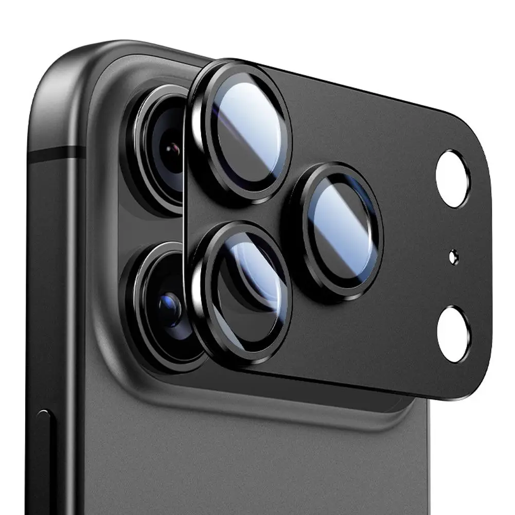 Protector de lente de cámara para iPhone 17 Pro Max, marco de metal completamente abierto, cubierta de armadura combinada, diseño de ojo de halcón, fácil instalación