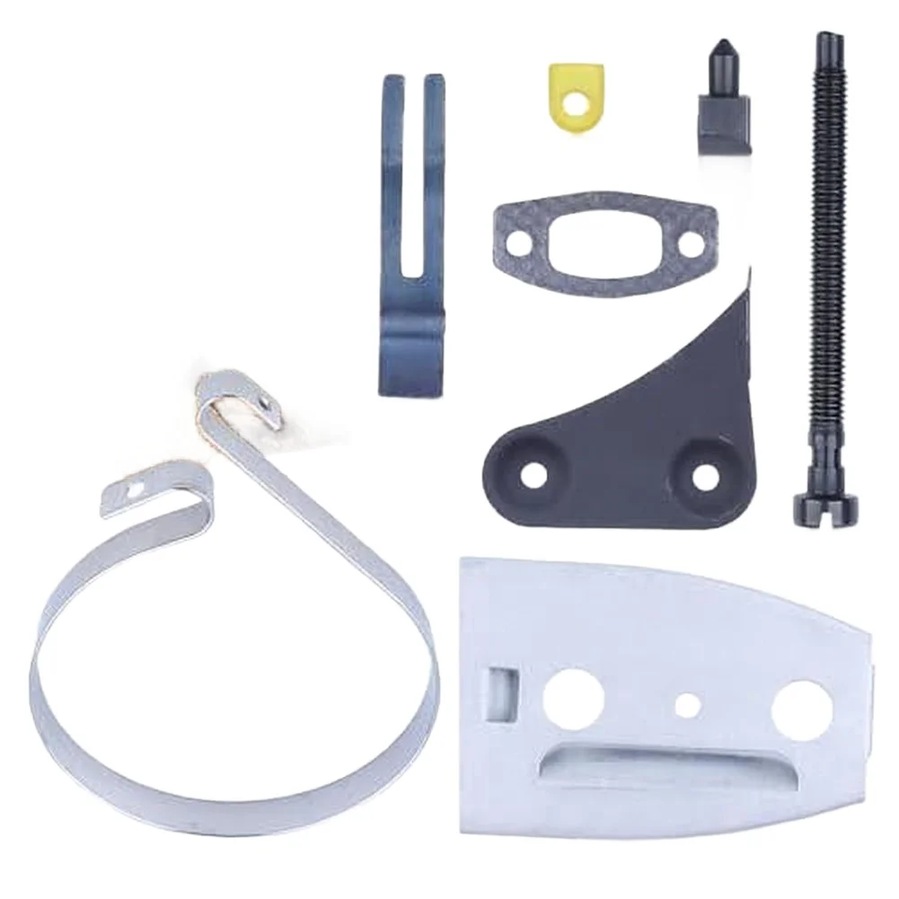 Chainsaw Brake Band Kit Compatible with Models 50 51 55 Includes Chain Tensioner Bar Plate Muffler Bracket Gasket