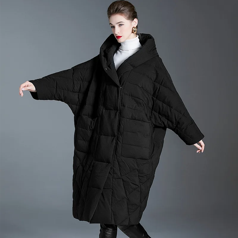 High-end dames winterdonsjack Warm pufferjack Hoge kwaliteit luxe merk Losse halflange verdikte donsjas Winddicht