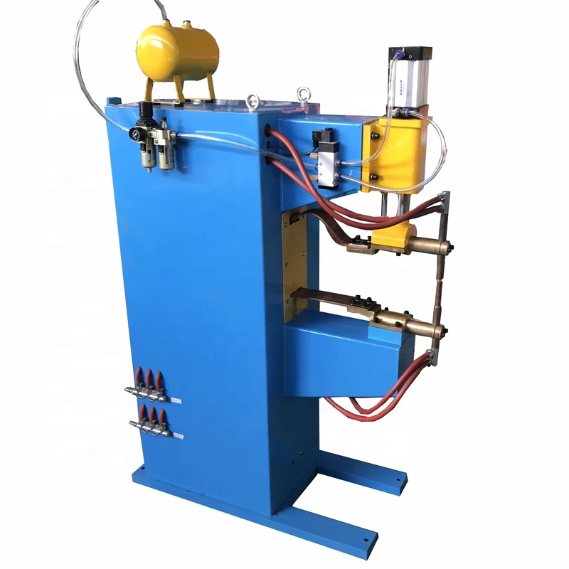 

Pneumatic sheet metal spot welder with long arm that can weld steel plates and wires