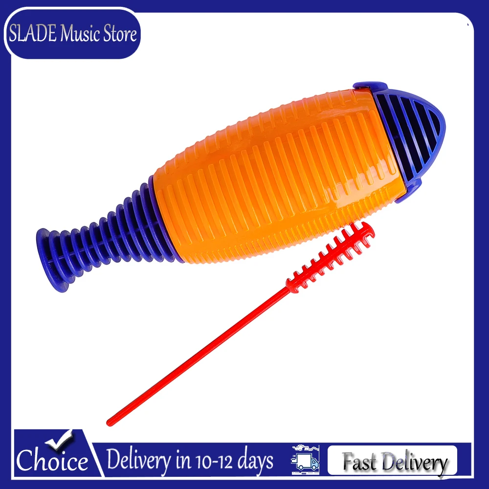 Fish Shaker Scraper with Stick Tube Maracas Cylinder Croak Parts Accessories Early Professional Percussion Instrument