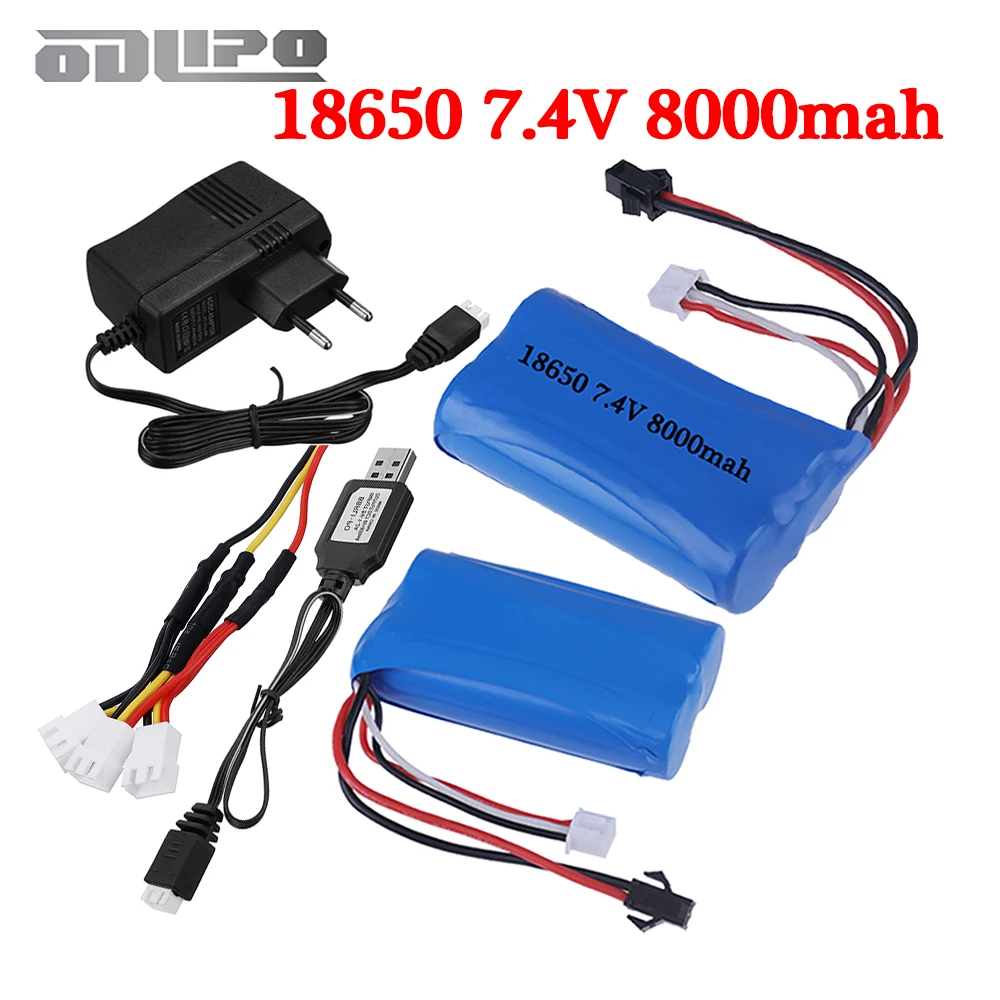 7.4V 8000mAh Li-ion Battery 18650 SM for wltoys 104310 104311 S033g Q1 H101 18301/18302 18311 18312 Rc Boats Cars Drone Parts