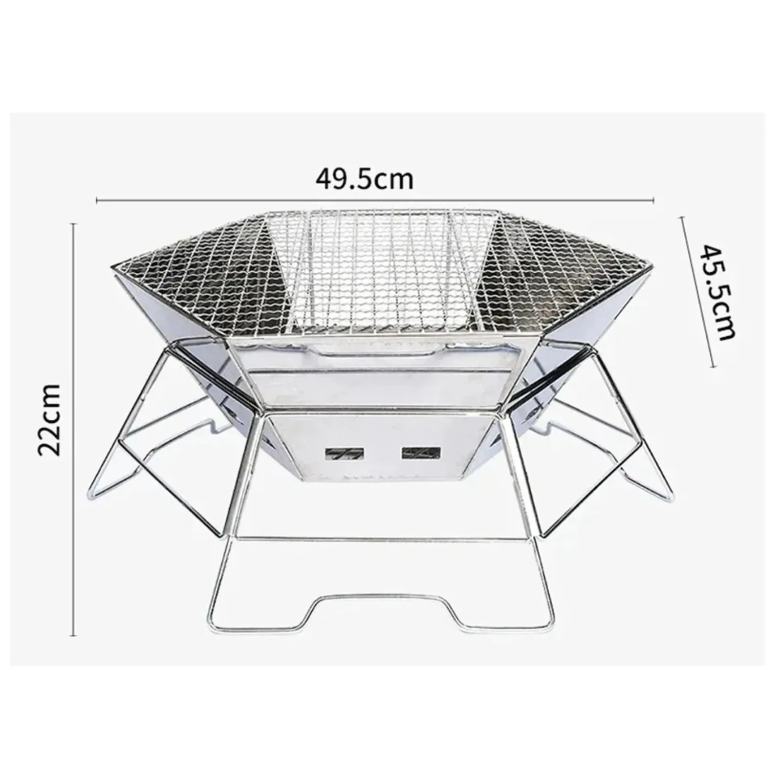Stainless Steel Fire Pit Wood Burning Grill Folding Portable Outdoor Stove with BBQ Grate for Camping Picnic Patio Backyard Home