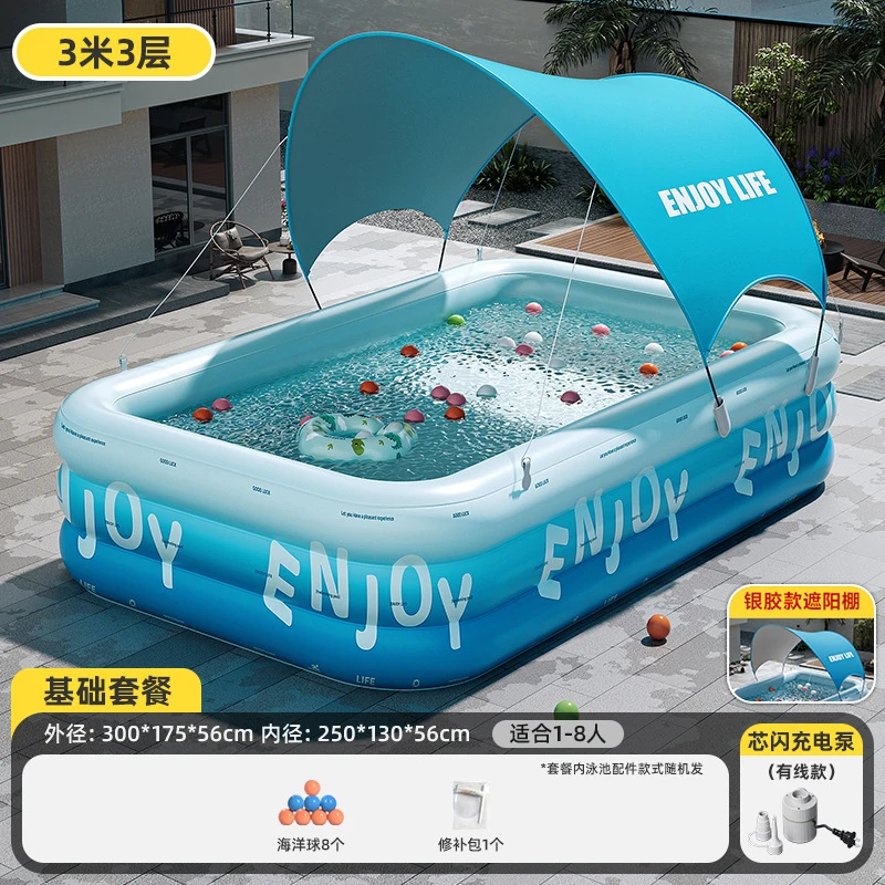 

Thickened Large Inflatable Swimming Pool One-click Inflation Family Pool for Adults Kids Indoor Outdoor Summer Water Canopy Fun