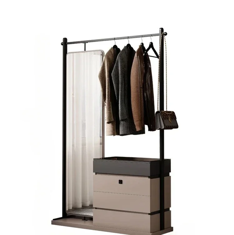 A  Simple modern chest, coat rack, integrated master bedroom, bedside locker, hanger, full-body full-length mirror, rotatable