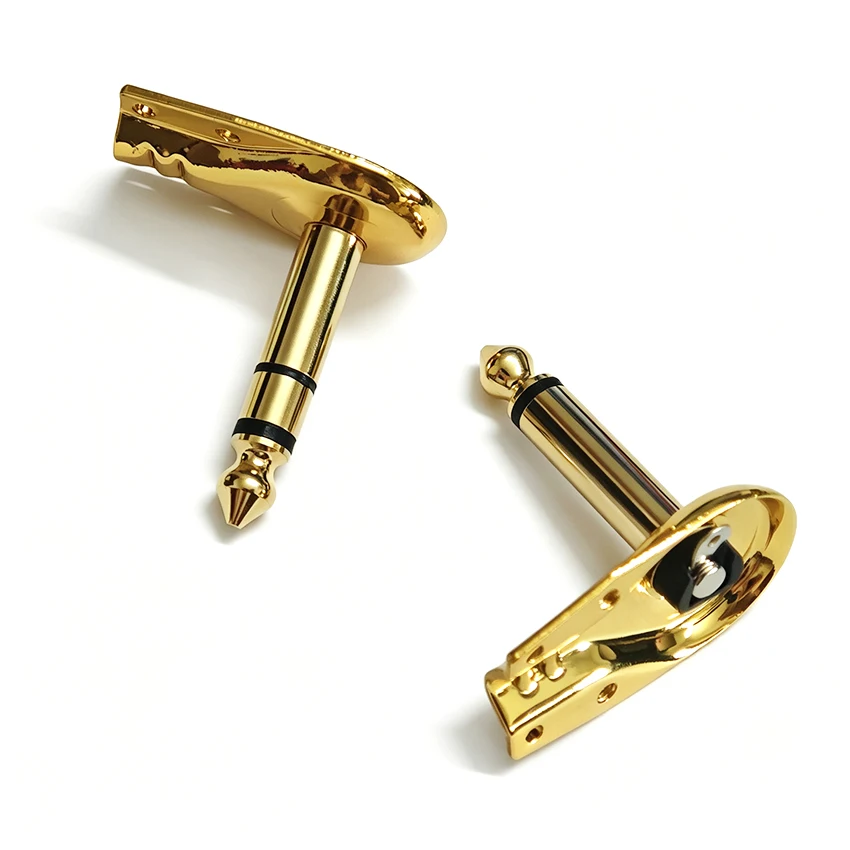 2PCS Gold/Nickel Plated 6.35MM Crab Shell Plug For Guitar And Audio Cables 6.35 Male Plug Single Tone/Stereo With Screws