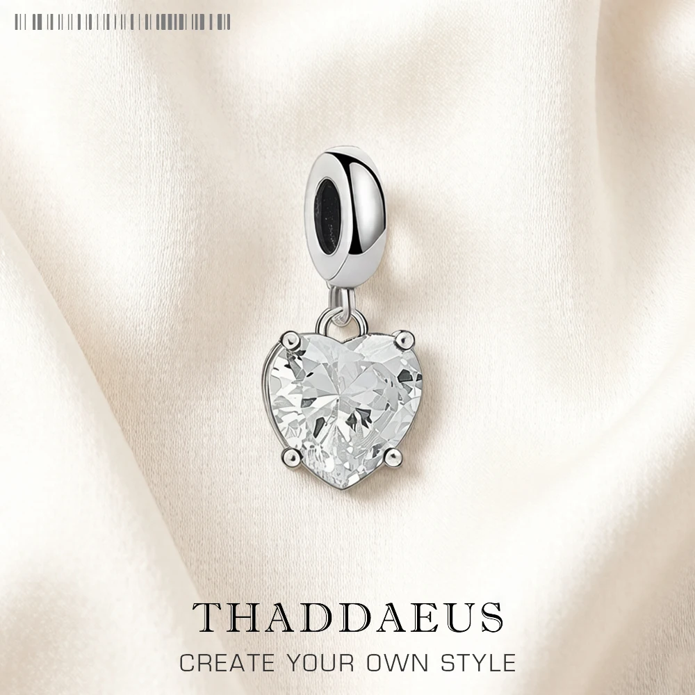 Heißer Modeschmuck, weißer Zirkon-Herz-Anhänger, baumelnder Charme, reines 925er-Sterlingsilber, romantisches Geschenk für Frauen