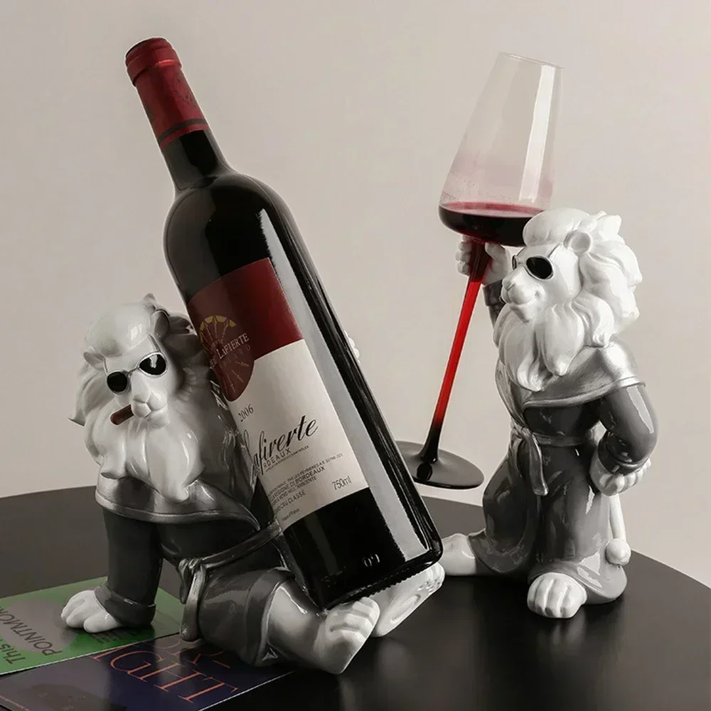 

Lion Sculpture Decoration In Living Room,Wine Rack Wine Cabinet Decoration,Household Shelving Ornaments,Wine Cup Holder Crafts