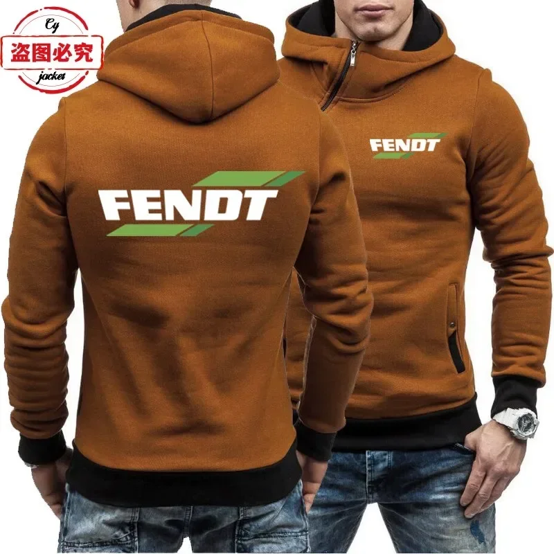 Fendt Tractor Logo Printed Team Uniform Workwear Long Sleeved Jacket Men's Casual Zipper Hooded Jacket European Sizes