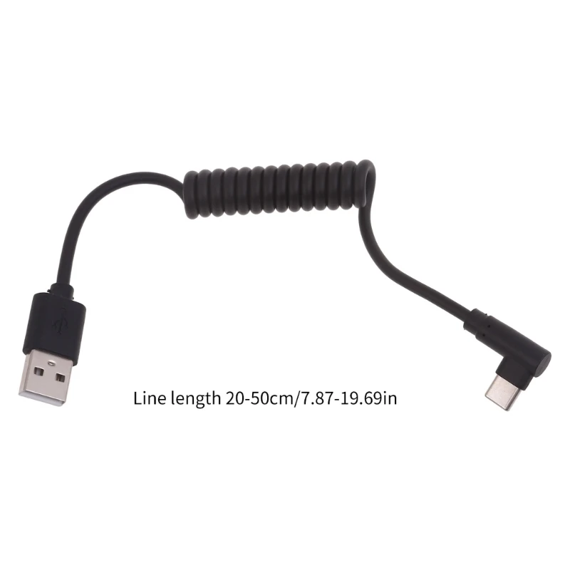 Spring USB To Type C Cable Retractable 60W Phone Fast Charging Cable Data Wire