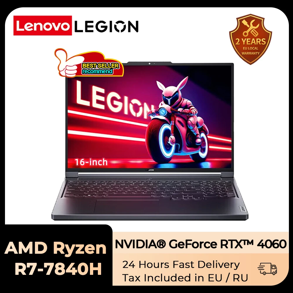 Lenovo Legion R7000P Esports Gaming Laptop AMD Ryzen 7 7840H 16 Inch 16G/32G RAM 1T SSD RTX 4060 2.5K 165Hz 2023 Game Notebook